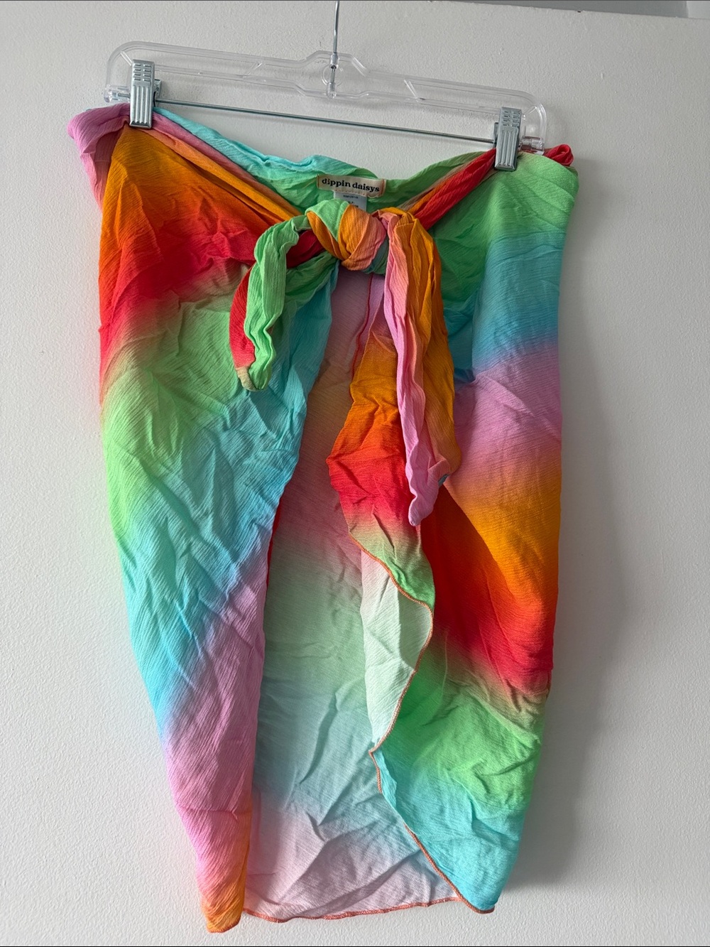Dippin' Daisy's Rainbow Ombre Sarong Wrap Skirt Beach Cover Up M